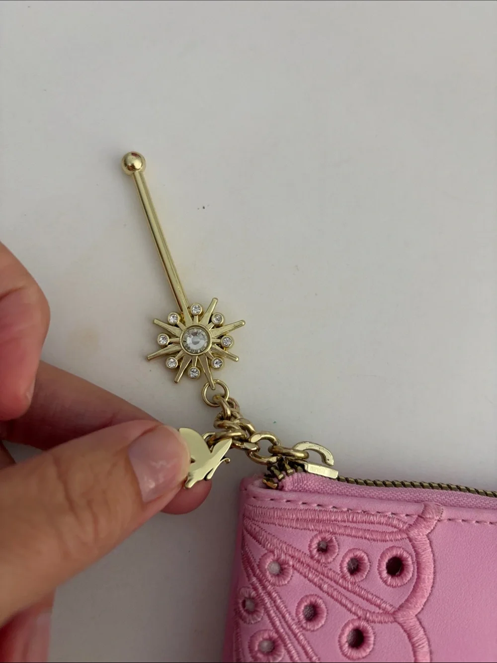 Wicked her universe pink galinda pouch zippered gold details